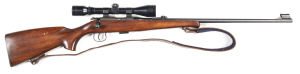 BRNO MOD 2E B/A SPORTING RIFLE: 22 Cal; 5 shot mag; 24.5" barrel; vg bore; standard sights; rear sight removed & fitted with a Tasco 4X 40 scope with good optics; retaining 97% original factory finish; g. stock with minor marks & bruises; gwo & cond. C.19