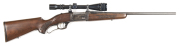 SAVAGE M99 SERIES A L/A C/F SPORTING RIFLE: 243 Win; 5 shot mag; 22" barrel; vg bore; sights removed & fitted with a Weaver Micro-Trac V12-11 scope with good optics; blue/grey finish to barrel & action, silver grey to lever; g. stock with chequered pistol