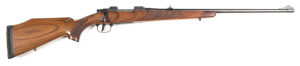 BRNO MODEL ZKK601 B/A SPORTING RIFLE: 1989; 308 Win; 5 shot; 24" barrel; exc bore; push forward set trigger; iron sights; grooved receiver; exc chequered walnut stock with pistol grip, cheek piece & rosewood caps to forend & pistol grip; with CZ rubber re