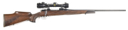 D.W.M. 1905 CUSTOM SPORTING RIFLE: 257 Weatherby; 5 shot mag; 23.5" barrel; vg bore; no open sights fitted but fitted with a Simmons 15-5 x 32 illuminated Pro Diamond reticle scope; receiver with a turned down spoon shaped bolt handle; g. profiles; with s
