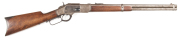 WINCHESTER MOD.1873 SADDLE RING CARBINE: 44 WCF; 12 shot mag; 20" round barrel; poor bore; standard sights, 2 line NEWHAVEN address & saddle ring; slight wear to address, no visible Winchester SN; brown patina to all metal; incorrect stock & badly fitted;