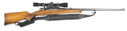 SWEDISH HUSQVARNA M.1896 MILITARY CONVERSION TO A HALF STOCKED SPORTING RIFLE: 6.5 x 55 Cal; 5 shot mag; 24" barrel; g. bore; ramp front sight & one standing rear sight; fitted with a Tasco 3-9 x 40 scope with g. optics; g. profiles & clear barrel address