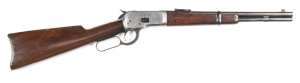 WINCHESTER MODEL 1892 L/A TRAPPER CARBINE: 32-30 Cal; 11 shot mg; 15" round barrel; clean bore with slight wear; standard sights; MODEL 92 WINCHESTER 32-20 & Trademark to barrel; MODEL 92 WINCHESTER & Patent marks to action tang; good profiles & clear mar