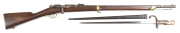 FRENCH 1874/80 GRAS MOUSQUETON B/A SERVICE RIFLE: 11 x 59R Cal; s/shot; 28" barrel; exc bore; fitted with a turned down bolt, standard sights & bayonet stud; receiver marked MANUFACTURE D'ARMES ST. ETIENNE Mle 1874; issue date of 1881; brass regulation fu