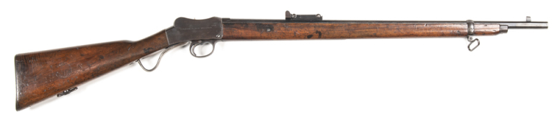 W.W.GREENER 2ND PATTERN MARTINI CADET RIFE: 310 Cal; 25.2" B.S.A. barrel; g. bore; standard sights; C. of A. marking to rhs of action & 5TH M.D; lhs has W.W.GREENER MAKER BIRMINGHAM; vg profiles & clear markings; rifle has a thinning blue finish to barrel