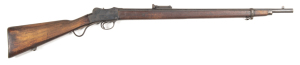 B.S.A. MARTINI CADET RIFLE: 310 Cal; 25.2" barrel; g. bore; standard sights, barrel address, C of A to rhs of action with B.S.A. address & Trademark to lhs; g. profiles & clear markings; blue/plum patina to barrel, action, t/guard & fittings; g. stock wit