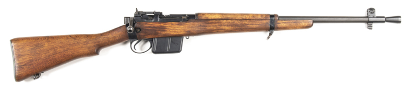 SMLE NO 4 RIFLE. STIRLING CONTRACT CONVERSION TO 'JUNGLE CARBINE' CONFIGURATION: 7.62 mm Cal; 10 shot mag engraved STERLING 7.62 MM CONV'N. PROV PAT 41740/59 with lightened trigger guard; 22" barrel with flash eliminator & bayonet boss to take a No 5 bayo