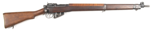 SAVAGE NO.4 MKI* B/A SERVICE RIFLE: 303 Cal; 10 shot mag; 25.2" barrel; vg bore; standard sights & fittings; side rail marked U.S. PROPERTY S NO 4 MKI*; vg profiles & clear markings; g. blacked military finish to all metal parts, thinning to magazine & fr