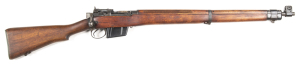 SAVAGE NO.4 MKI* CONVERSION B/A SERVICE RIFLE: 7.62 Nato; 10 shot mag; 24.2" barrel with bayonet fitting removed; vg bore; standard sights; side rail marked U.S. PROPERTY; lhs of receiver ring drilled & tapped for target sight fitting & small area of stoc