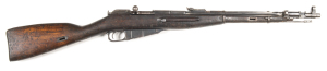 CHINESE MOSIN NAGANT TYPE 53 B/A CARBINE: 7.62 X 39 Cal; 5 shot mag; 19.5" barrel; g. bore; standard sights & folding bayonet to rhs of barrel; breech ring marked with Chinese characters, dated 1955 & 26; g. profiles & clear markings; grey patina to barre