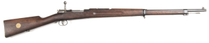 SWEDISH MAUSER MOD.1896 B/A SERVICE RIFLE: 6.5 x 55 Cal; 5 shot mag; 28.75" barrel g. bore; standard sights & fittings; breech marked with Swedish Royal Cypher CARL GUSTAFS STADS GEVARSFAKTORI; g. profiles & clear markings; vg original military blue finis