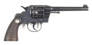 COLT OFFICIAL POLICE C/F REVOLVER: 32-20 Cal; 6 shot fluted cylinder; 153mm (6") barrel; vg bore; standard sights 2 line HARTFORD barrel address & CAL markings; Rampant Colt Trademark to lhs of frame; vg profiles & clear markings; retaining 80% original f