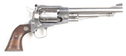 RUGER OLD ARMY STAINLESS STEEL PERCUSSION REVOLVER: 44ML; 6 shot non fluted cylinder; 190mm (7½") barrel; vg bore; standard sights, barrel address & frame markings; polished stainless steel finish with minor scratches & marks; g. walnut grips; gwo & cond.