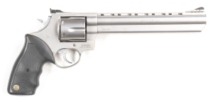 TAURIS MODEL 44/444 C/F STAINLESS STEEL REVOLVER: 44 Magnum; 6 shot fluted cylinder; 215mm (8½") barrel with ramp front sight & ventilated barrel rib; standard rear sights, barrel & frame markings; revolver has a full stainless matt finish with a few mino