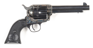 BERETTA STAMPEDE S.A. C/F REVOLVER: 45 L.C.; 6 shot fluted cylinder; 140mm (5½") barrel marked BERETTA U.S.A. CORP ACKK M.D.; exc bore; standard sights; revolver is almost "as new" with a full blue finish to barrel, ejector housing, cylinder, t/guard & ba