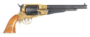 PIETTA OLD ARMY PERCUSSION REVOLVER: 44ML; 6 shot non fluted cylinder; 203mm (8") octagonal barrel; vg bore; std sight & barrel markings; brass frame, back strap & t/guard; vg blue finish to barrel; lever with a few minor marks; drag mark to cylinder; g. 