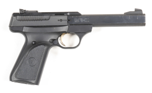 BROWNING ARMS BUCK MARK R/F S/AUTO PISTOL: 22LR Cal; 11 shot mag; 132mm (5½") bull barrel; g. bore; standard sights; CANADA & USA to lhs of barrel CAL markings to rhs; vg profiles & clear markings; black matt finish to action & top & bottom of barrel; pol