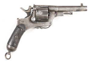 ITALY MODEL 1874 SERVICE REVOLVER: 10.35 Cal; 6 shot fluted cylinder; 114mm (4.5") octagonal barrel; standard sights; f. bore; plain frame with folding trigger & marked SFRE GVT within an oval surrounded by the ROYAL CYPHER; slight wear to profiles; clear