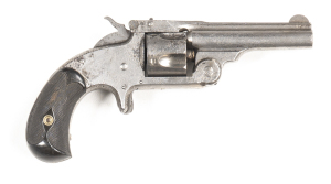 SMITH & WESSON MODEL 1½ C/F REVOLVER: 32 C/F; 5 shot fluted cylinder; 76mm (3") barrel; fair to g. bore; standard sights & barrel address; wear to profiles & address; plain frame with a spur trigger; grey finish to all metal with areas of v. fine pitting;