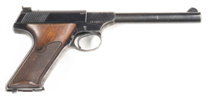 COLT TARGETSMAN S/A TARGET PISTOL: 22 L. Rifle; 10 shot mag; 155m (6 1/8") round barrel; g. bore; standard sights; Rampant Colt Trademark & TARGETSMAN to lhs of frame; COLT AUTOMATIC CAL 22 LONG RIFLE to slide; vg profiles & clear markings; retaining 80% 