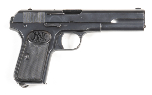 F.N.BROWNING 1907 SWEDISH ARMY ISSUE SERVICE PISTOL: 9 x 20 Browning long; 10 shot mag; should be a 127mm barrel; standard sights; FN address to lhs of slide; sharp profiles, clear address & markings; retaining 98% original factory blue finish; exc black 