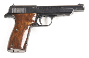 CHINESE TT OLYMPIA S/A PISTOL: 22 Cal; 10 shot mag; 114mm (4½") barrel; g. bore; standard sights, Cal markings & Logo to lhs of slide; retaining 95% original blue finish; g. wooden grips; comes with a spare mag; gwo & cond. #8352 Post '46 L/R