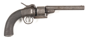 ENGLISH TIPPING & LAWDEN, LANG TYPE PERCUSSION REVOLVER: 54 bore; 6 shot non fluted cylinder; 160mm (6¼") octagonal barrel, f. bore; standard sights; foliate engraved frame, cylinder, t/guard, back strap & butt cap; g. profiles & engraving; blue/plum fini