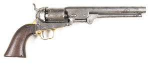 U.S. MARKED COLT 1851 NAVY PERCUSSION REVOLVER: 36 ML; 6 shot non fluted cylinder; 190mm (7½") octagonal barrel; fair bore; std sights & one line NEW YORK address; COLTS PATENT & U.S. marked to lhs of frame; slight wear to profiles, clear address with sli