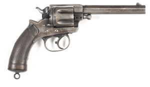 N.Z. ISSUE TRANTER'S PATENT MODEL 1878 BREECH LOADING C/F REVOLVER: 450 Cal; 6 shot fluted cylinder; 153mm (6") octagonal barrel missing ejector rod; fair bore; standard sights; N80Z to lhs of frame & TRANTER'S PATENT 2798 to rhs; wear to profiles; clear 