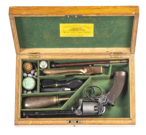 CASED DEANE ADAMS & DEANE MODEL 1851 PERCUSSION REVOLVER: 54 bore; 5 shot cylinder with London proofs; 165mm (6½") octagonal barrel; g. bore; standard sights & London proofs; DEANE ADAMS & DEANE MAKERS TO H.R.H. PRINCE ALBERT 30 KING WILLIAM ST LONDON BRI