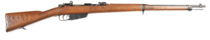 ITALIAN CARCANO LONG RIFLE MOD 1941: 6.5 x 52 Cal; 5 shot mag; 26.5" barrel; g. bore; standard sights & bayonet fitting; CROWN over FAT 41 to the breech; g. profiles & clear markings; retaining 95% original blue finish to barrel, receiver & fittings; g. s