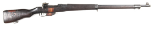 CANADIAN ROSS M-10 STRAIGHT PULL SERVICE RIFLE: 303 Cal; 5 shot mag; 30.5" barrel; g. bore; barrel de-activated by drilling through the breech & filled; stamped DP to the bolt; wear to profiles, clear markings; thinning blue finish to all metal; f to g s