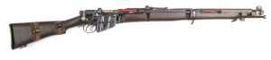 LITHGOW S.M.L.E. MKIII, SKELETONISED FOR INSTRUCTIONAL PURPOSES, B/A SERVICE RIFLE: 303 Cal; 10 shot mag; 25.2" barrel; standard sights & fittings; sections of the receiver & barrel highlighted with red paint; vg+ stock & forend; gwo & vg cond. 