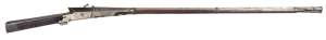 INDIAN TORADOR MATCHLOCK MUSKET: 20 bore; 49" round barrel, muzzle & breech areas with impressive chiselled foliate designs, pan cover with similar designs; standard serpentine type lock with chiselled trigger & match holder; g. cond full stock, chipped 