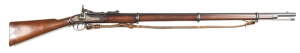 COMMERCIAL 3 BAND SNIDER RIFLE: .577 Cal; 39" round barrel with standard sights, commercial proofs to breech, Type 2 hinged block; ex Ordnance lock with VR ROYAL CYPHER & 1869 ENFIELD; regulation furniture except all in steel; vg cond full stock; vg. prof