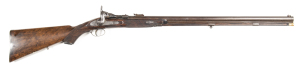 SNIDER SPORTING RIFLE by SAMUEL MARSON: 577 Cal; s/shot; 27" barrel with SAMUEL MARSON MAKER to the top; good 5 grove bore; standard sights; MKIII breech & barrel tang; foliate engraving to lock; steel pineapple finial t/guard & furniture; g. profiles, cl