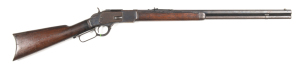 WINCHESTER MODEL 1873 FULL MAG; L/A SPORTING RIFLE: 44 Cal; 15 shot mag; 24" octagonal barrel; standard sights & fittings; 2 line NEW HAVEN address & MODEL 1873 to tang; slight wear to profiles; extra wear to barrel address & tang markings; barrel inscrib