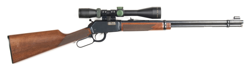 WINCHESTER MOD 9422M XTR L/A SPORTING RIFLE: 22 Win Magnum; 15 shot mag; 20" barrel; exc bore; std sights, Winchester address & markings; fitted with a Nikko Stirling Diamond 3-9 x 42 scope with vg optics; retains 98% orig blue finish; exc stock with cheq