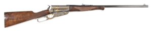 RE-INTRODUCED WINCHESTER MODEL 1895 DELUXE, MADE IN JAPAN, L/A SPORTING RIFLE: 30-06 Cal; 4 shot box mag; 24" barrel; fine bore; rifle is NIB with full blue finish to barrel & relevant areas; action is in the white with a polished finish; scroll engraved 