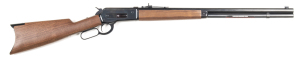 RE-INTRODUCED WINCHESTER MODEL 1886 L/A SPORTING RIFLE: 45-70 Govt; 9 shot mag; 24" round barrel; fine unfired bore; standard sights; with WINCHESTER MODEL 1886 & CALIBER 45-70 GOVT; rhs of barrel marked MADE BY MIROKU-JAPAN IMPORTED BY BACO INC MORGAN U