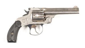 SMITH & WESSON 3RD MODEL TOP BREAK C/F REVOLVER: 38 S&W; 5 shot fluted cylinder; 102mm (4") round barrel; fair bore; standard sights; top rib address & Cal markings to lhs of barrel; plain frame; sharp profiles & clear markings; retaining 98% original nic