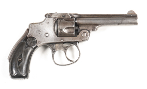 SMITH & WESSON SAFETY, FIRST MODEL D.A. C/F REVOLVER: 32 Cal; 5 shot fluted cylinder; 89mm (3½") barrel; f to g bore; standard sights & 2 line S&W address to barrel; S&W Trademark to rhs of frame; slight wear to profiles & barrel address; clear Trademark;