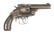 SMITH & WESSON 1ST MODEL DOUBLE ACTION LEMON SQUEEZER REVOLVER: 44 Russian; 6 shot fluted cylinder; 102mm (4") barrel; f. bore; standard sights & 2 line S&W barrel address; plain frame with a square back t/guard; slight wear to profiles; clear barrel addr