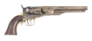 COLT MODEL 1862 POLICE PERCUSSION REVOLVER: 36 Cal; 5 shot fluted cylinder; 165mm (6½") round barrel with part of NEW YORK address visible; fair bore; standard sights & COLTS PATENT to frame; slight wear to profiles & barrel address; plum finish to barrel