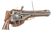 WEBLEY, GREENS PATENT C/F LARGE FRAME REVOLVER: 450 Cal; 6 shot church steeple cylinder; 203mm (8") round barrel with standard sights; g. bore; Birmingham proofs to barrel & cylinder; GREENS PATENT to lhs of frame; no Webley markings visible; revolver has