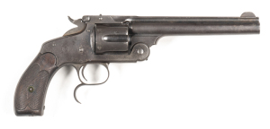 SMITH & WESSON NEW MODEL NO.3 C/F REVOLVER: 44 S&W Russian; 6 shot fluted cylinder; 165mm (6½") barrel; g. bore; standard sights; 2 line S&W address & Patent dates to top barrel flat; S&W Trademark to rhs of frame; plain frame with an extended spur trigge