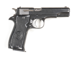 STAR MODEL 1911 S/A POCKET PISTOL: 7.65 Cal; 8 shot mag; 95mm (3¾") barrel; g. bore; standard sight, slide address & Cal markings; retaining 95% original blue finish; vg Star black plastic grips; gwo & vg cond. #429101 Pre '46 L/R