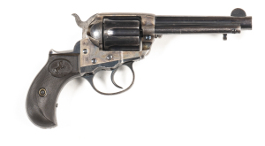 COLT THUNDERER C/F REVOLVER: 41 Cal; 6 shot fluted cylinder; 14mm (4½") barrel with ejector; g. bore; standard sights, 2 line HARTFORD address & COLT D.A. 41 to lhs; COLTS PATENT & Rampant Colt Trademark to lhs of frame; sharp profiles, clear address & ma