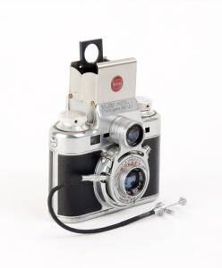 BOLSEY (U.S.A.): Bolsey Model C, c1950-56, 35mm TLR [#150563], with Wollensak Anastigmat f3.2 44mm lens. In maker's leather ERC.
