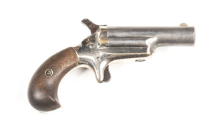 COLT 3RD MODEL DERRINGER: 41 R/F; 63MM (2½") round barrel with COLT to top of barrel; f to g bore; standard sights; plain frame with spur trigger & marked 41 CAL; g. profiles & clear markings; retaining 95% original nickel finish to frame & back strap; si